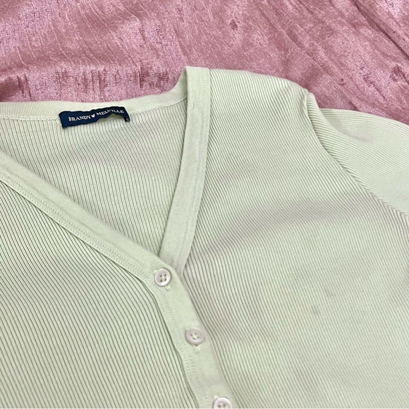 Brandy Melville Green Paige Cardigan Button Up Top - Picture 3 of 6